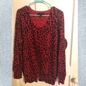 Lame Bryant Red & Black Cheetah Cardigan